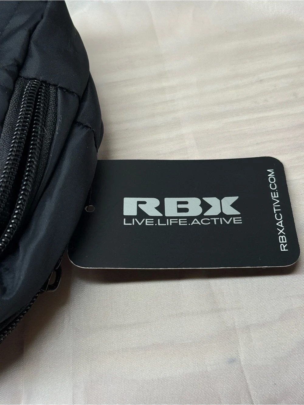 RBX Active Black Waist crossbody bag with Front Zip Pockets